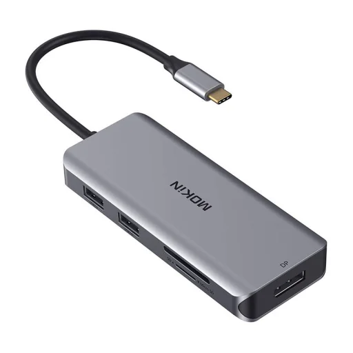 MOKiN Adapter/Dokkoló Állomás 9 az 1-ben USB-C to 2x USB 2.0 + USB 3.0 + 2x HDMI + DP + PD + SD + Micro SD (ezüst) - 1