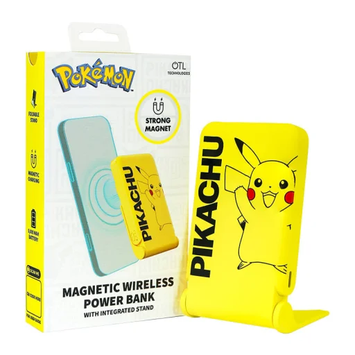 Magnetic powerbank OTL 5000 mAh, USB-C 15W, Pokemon Pikachu állvánnyal (sárga) - 4