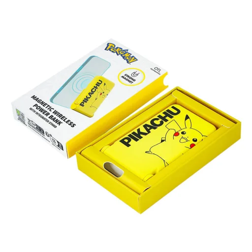 Magnetic powerbank OTL 5000 mAh, USB-C 15W, Pokemon Pikachu állvánnyal (sárga) - 5