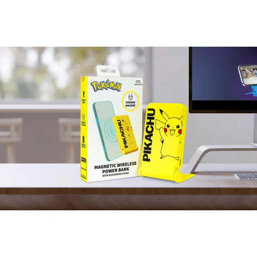 Magnetic powerbank OTL 5000 mAh, USB-C 15W, Pokemon Pikachu állvánnyal (sárga) - 6