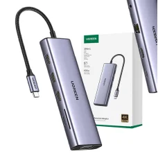 UGREEN Revodok CM498 10 az 1-ben adapter USB-C - 3x USB-A 3.0, HDMI, VGA, RJ45, SD/TF, AUX3,5 mm, PD