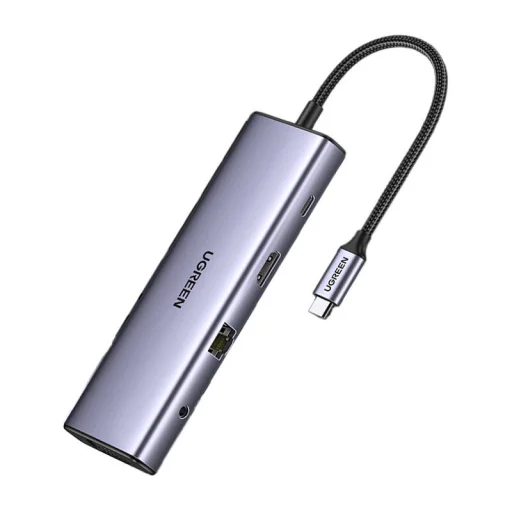 UGREEN Revodok CM498 10 az 1-ben adapter USB-C - 3x USB-A 3.0, HDMI, VGA, RJ45, SD/TF, AUX3,5 mm, PD - 3