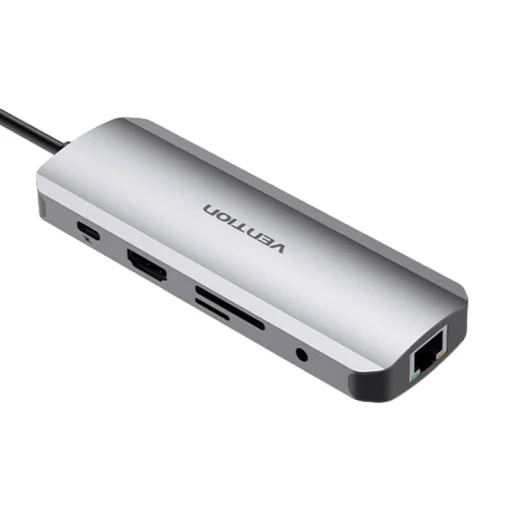 USB-C dokkoló állomás HDMI, USB-C, 2x USB3.0, RJ45, SD, TF, TRRS 3.5mm, PD 0.15m Vention TOMHB (szürke) - 3