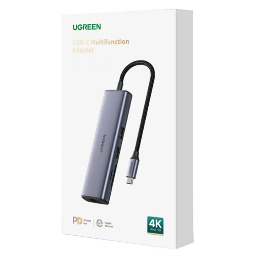 UGREEN Adapter Hub, USB-C 2x, USB 3.0, HDMI, RJ45, SD/TF - 2