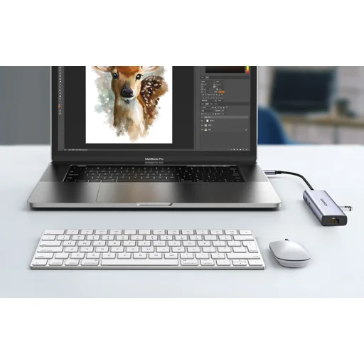 UGREEN Adapter Hub, USB-C 2x, USB 3.0, HDMI, RJ45, SD/TF - 8