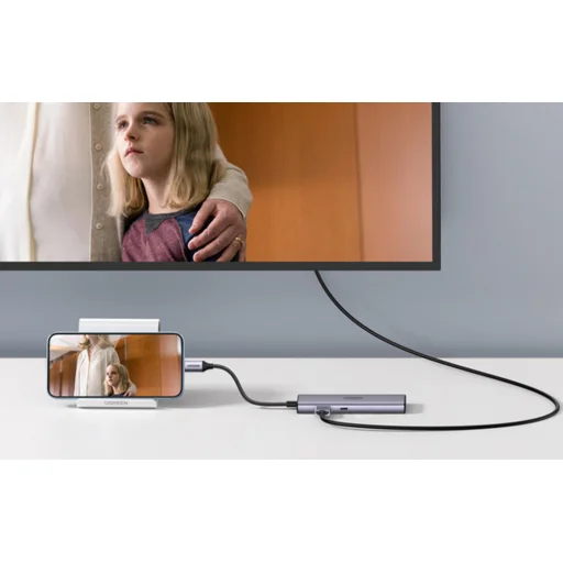 UGREEN Adapter Hub, USB-C 2x, USB 3.0, HDMI, RJ45, SD/TF - 9