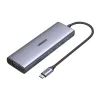 USB-C Hub Ugreen CM498, 3x USB 3.0, HDMI 4k 30Hz, VGA, RJ45, SD/TF, PD 100W (szürke) thumbnail