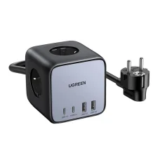 UGREEN CD268 hálózati elosztó EU, 65W, 1,8m (fekete) USB portokkal