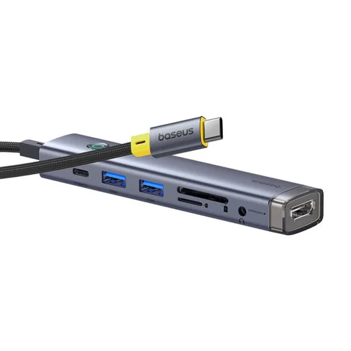 Hub 7 az 1-ben Baseus UltraJoy USB-C to HDMI +2xUSB3.0+PD+SD/TF+3.5mm (szürke) - 5