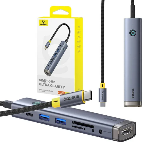Hub 7 az 1-ben Baseus UltraJoy USB-C to HDMI +2xUSB3.0+PD+SD/TF+3.5mm (szürke) - 9