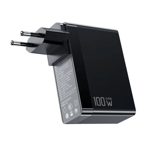 GaN Mcdodo CH-8101 Pro univerzális UK/US/EU utazó töltő/adapter, 100W, 2xUSB-C, USB-A (fekete) - 1
