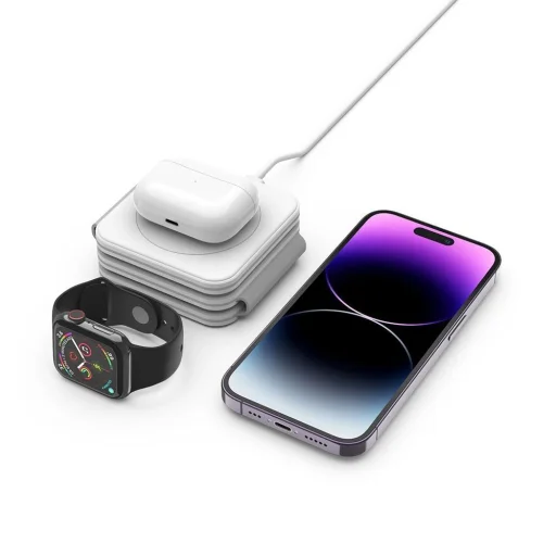 Tech-Protect QI15W-A24 induktív MagSafe 3in1 töltőállomás okostelefonhoz / AirPods-hoz / Apple Watch-hoz - fehér - 5