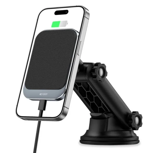 Tech-Protect MM15W-V2 autós telefontartó MagSafe 15W-os induktív töltővel a műszerfalra - fekete - 7