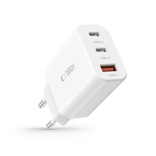 Tech-Protect NC30W hálózati töltő 2x USB-C PD 30W / USB-A QC 3.0 - fehér - 6