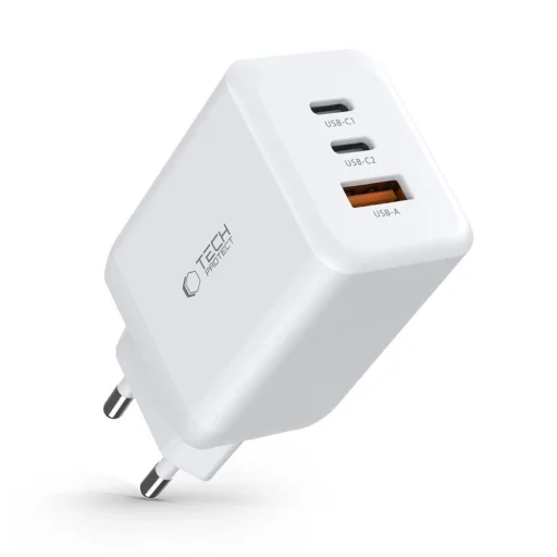 Tech-Protect C65W hálózati töltő 2x USB-C PD 65W / USB-A QC 3.0 - fehér - 7