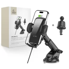 Tech-Protect CM15W-V1 autós telefontartó 15W-os vezeték nélküli töltővel műszerfalra / szellőzőrácsra - fekete