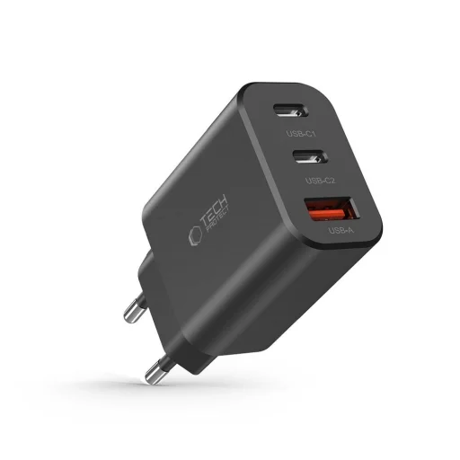 Tech-Protect NC30W hálózati töltő 2x USB-C PD 30W / USB-A QC 3.0 - fekete - 6
