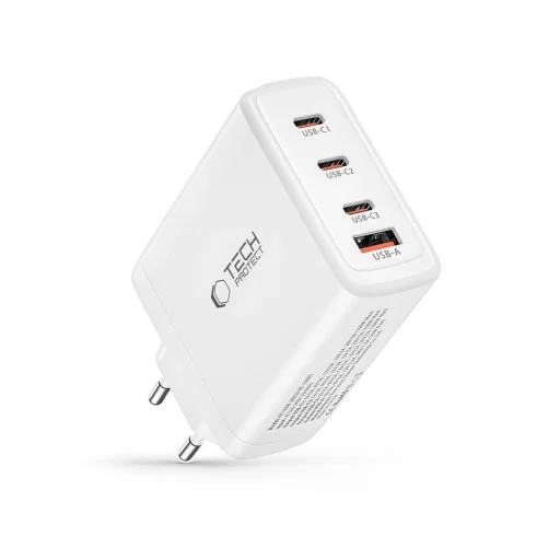 Tech-Protect NC100W-GAN töltő GaN 3x USB-C PD 100W / USB-A QC 3.0 - fehér - 6