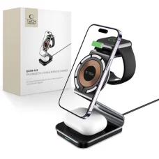 Tech-Protect QI15W-A29 3in1 induktív töltőállomás MagSafe rendszert támogató okostelefonokhoz / Apple Watch / AirPods - fekete