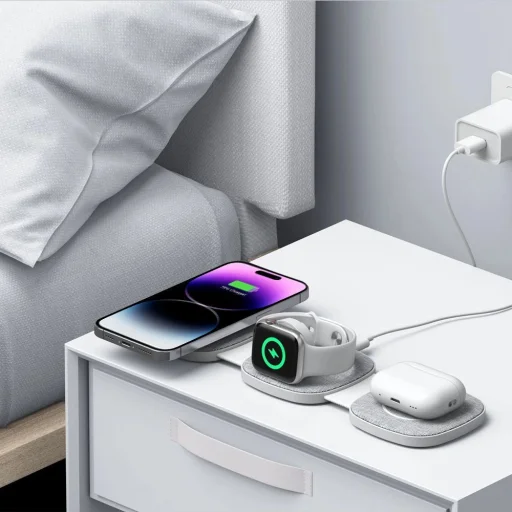 Tech-Protect QI15W-A32 3in1 induktív töltő MagSafe funkcióval okostelefonhoz / Apple Watch-hoz / AirPods-hoz - szürke - 7