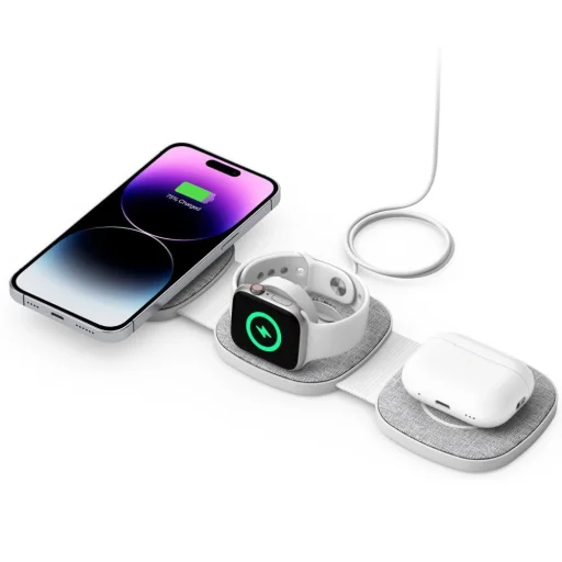Tech-Protect QI15W-A32 3in1 induktív töltő MagSafe funkcióval okostelefonhoz / Apple Watch-hoz / AirPods-hoz - szürke - 1