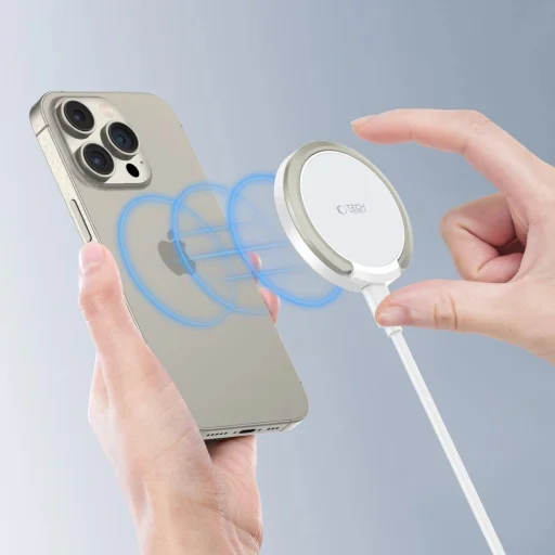 Tech-Protect QI15W-A33 induktív töltő MagSafe és állvány funkcióval, USB-A / USB-C kábellel - fehér - 5