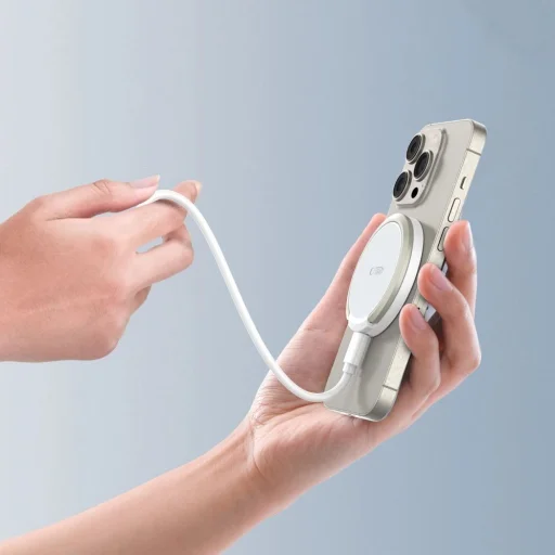 Tech-Protect QI15W-A33 induktív töltő MagSafe és állvány funkcióval, USB-A / USB-C kábellel - fehér - 6