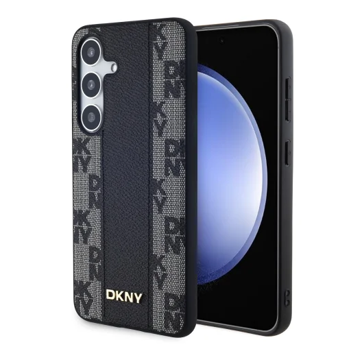 DKNY PU Bőr Kockás Minta Magsafe Tok Samsung Galaxy S24+ Fekete - 1