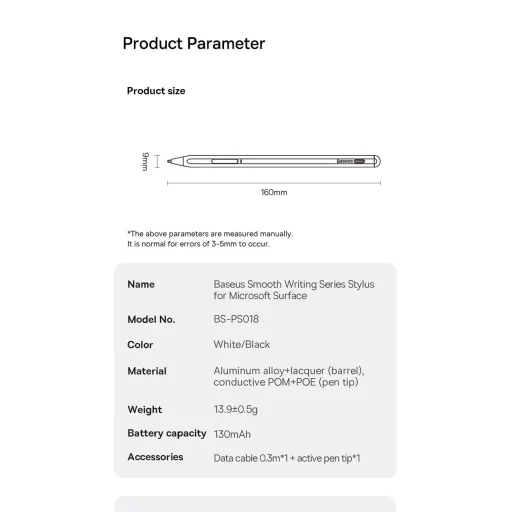 Active stylus Microsoft Surface MPP 2.0-hoz Baseus Smooth Writing Series - fehér - 23