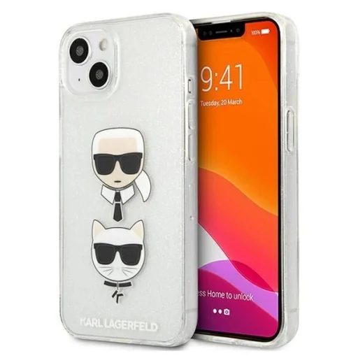 Karl Lagerfeld KLHCP13SKCTUGLS iPhone 13 mini 5,4" ezüst hardcase Glitter Karl`s & Choupette tok - 1
