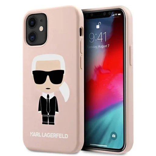 Karl Lagerfeld KLHCP12SSLFKPI iPhone 12 mini 5,4" kemény tok világosrózsaszín Silicone Iconic tok - 1