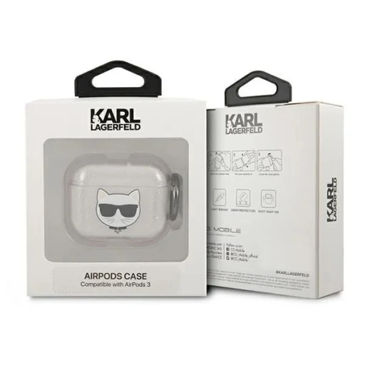 Karl Lagerfeld KLA3UCHGS AirPods 3 tok ezüst Glitter Choupette - 3