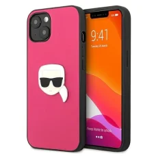 Karl Lagerfeld KLHCP13SPKMP iPhone 13 mini 5,4" rózsaszín/pink hardcase Leather Ikonik Karl`s Head Metal tok