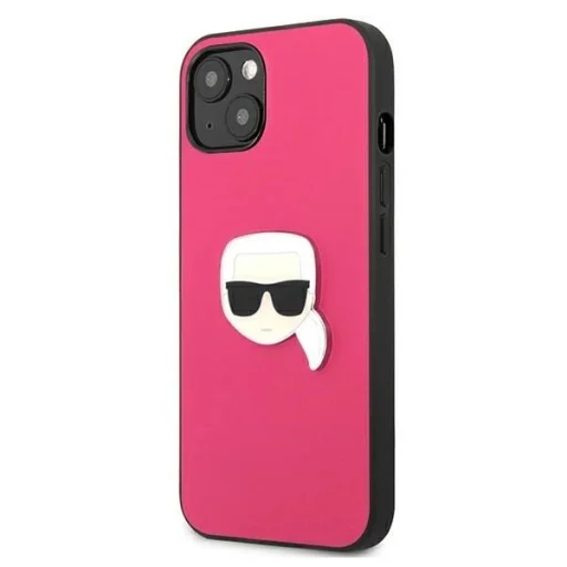 Karl Lagerfeld KLHCP13SPKMP iPhone 13 mini 5,4" rózsaszín/pink hardcase Leather Ikonik Karl`s Head Metal tok - 2
