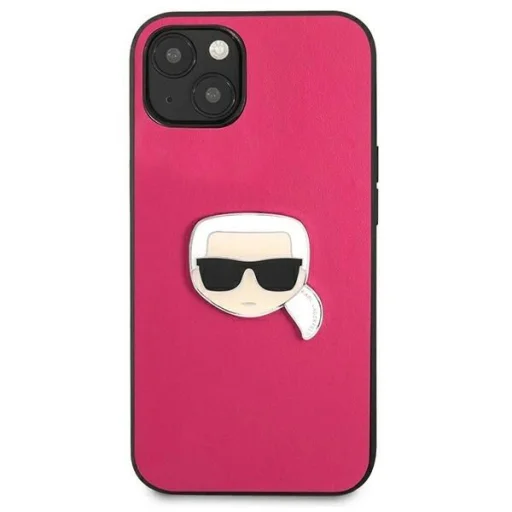Karl Lagerfeld KLHCP13SPKMP iPhone 13 mini 5,4" rózsaszín/pink hardcase Leather Ikonik Karl`s Head Metal tok - 3