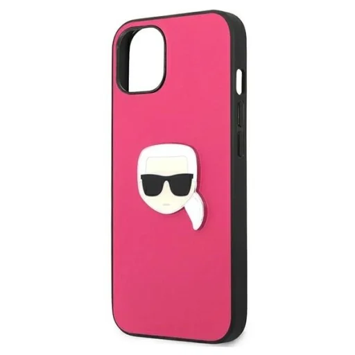 Karl Lagerfeld KLHCP13SPKMP iPhone 13 mini 5,4" rózsaszín/pink hardcase Leather Ikonik Karl`s Head Metal tok - 6