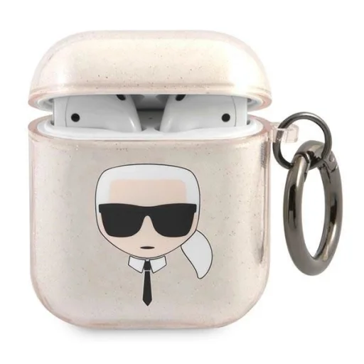 Karl Lagerfeld KLA2UKHGD AirPods tok aranyszínű/csillogó Karl`s Head - 1