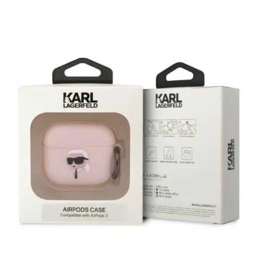 Karl Lagerfeld KLA3RUNIKP AirPods 3 tok rózsaszín / rózsaszín Szilikon Karl Fej 3D - 3