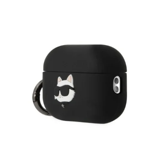 Karl Lagerfeld KLAP2RUNCHK AirPods Pro 2 tok fekete/fekete Szilikon Choupette Fej 3D - 3