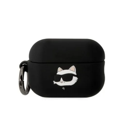 Karl Lagerfeld KLAP2RUNCHK AirPods Pro 2 tok fekete/fekete Szilikon Choupette Fej 3D - 1