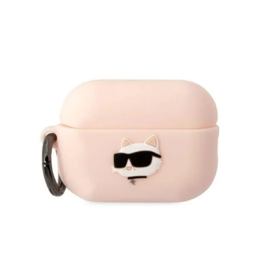 Karl Lagerfeld KLAP2RUNCHP AirPods Pro 2 tok rózsaszín/rózsaszín Szilikon Choupette Head 3D - 1