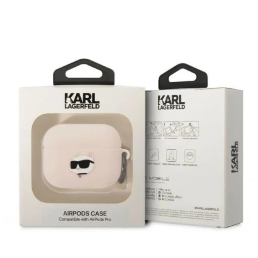Karl Lagerfeld KLAPRUNCHP AirPods Pro tok rózsaszín/rózsaszín szilikon Choupette fej 3D - 3