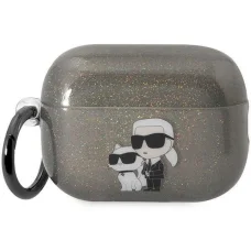 Karl Lagerfeld KLAP2HNKCTGK AirPods Pro 2 tok fekete/fekete csillogós Karl&amp;Choupette