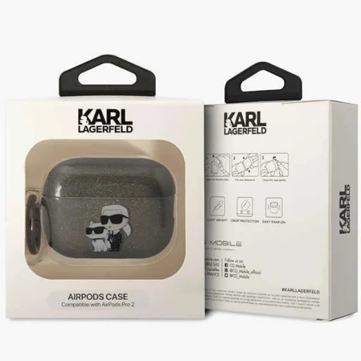 Karl Lagerfeld KLAP2HNKCTGK AirPods Pro 2 tok fekete/fekete csillogós Karl&amp;Choupette - 4