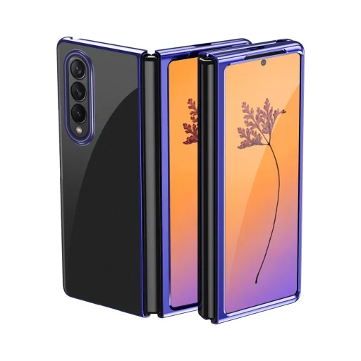 Plating Case tok Samsung Galaxy Z Fold 4 tok kék színű fém kerettel - 1