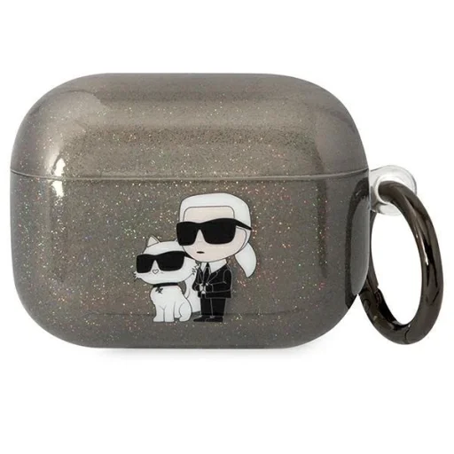 Karl Lagerfeld KLAPHNKCTGK Airpods Pro fekete/fekete Gliter Karl&amp;Choupette tok - 1