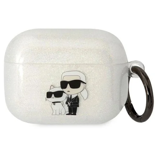 Karl Lagerfeld KLAPHNKCTGT Airpods Pro tok átlátszó csillámos Karl&Choupette - 1