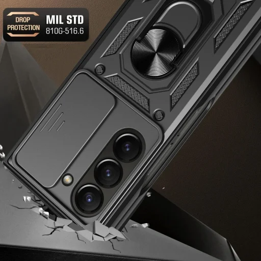 Hybrid Armor Camshield tok Z Fold 5 5G-hez kameravédővel - Fekete - 2