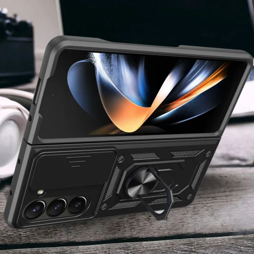 Hybrid Armor Camshield tok Z Fold 5 5G-hez kameravédővel - Fekete - 5