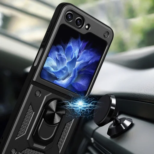 Hybrid Armor Camshield tok Z Flip 5 5G-hez kameravédővel - Fekete - 3